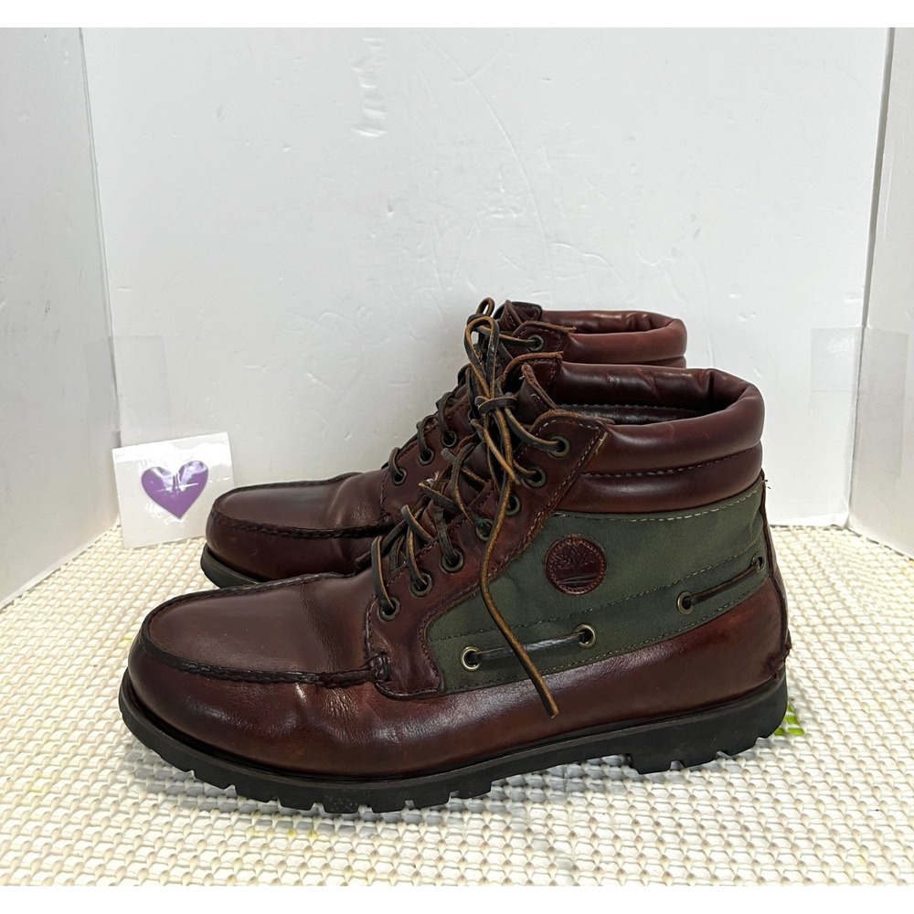 VTG Timberland 7-Eye Gore-Tex Chukka Boots Men's 11 Brown Leather Canvas GOOD